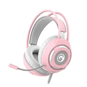 Marvo HG8936, Kophörer mit Mikrofon, Lautstärkeregelung, rose, unterbeleuchtet, 3.5 mm jack + USB